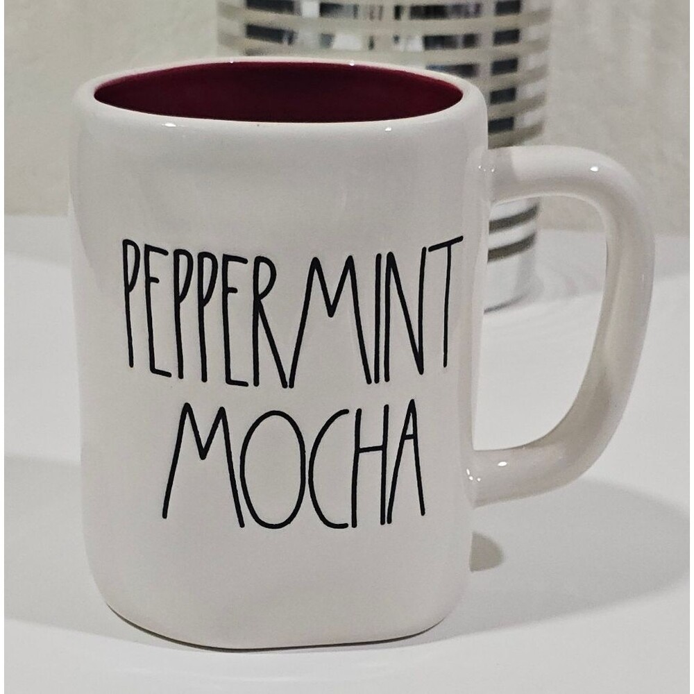Rae Dunn Peppermint Mocha Mug Holiday Red